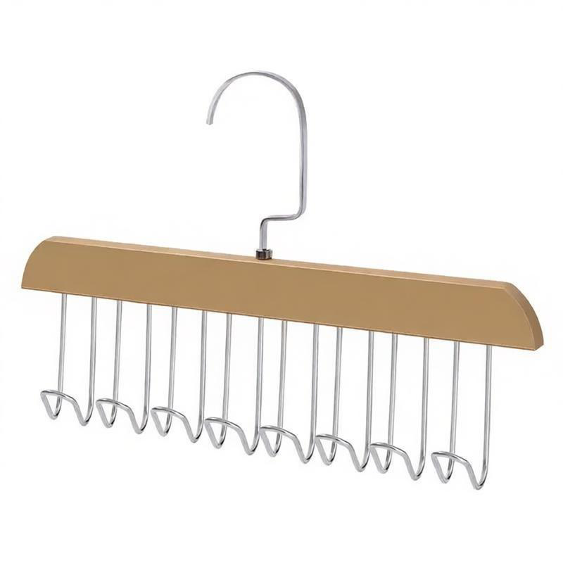 Wooden Clothes Hanger, Non-Slip Storage Hangers, Multi Hook Coat Rack, 360 Degree Hangers with 8 Hooks Space Saving, Hangers for Belt,Ties,Scarfs,Bra Clothing Storage Organizer