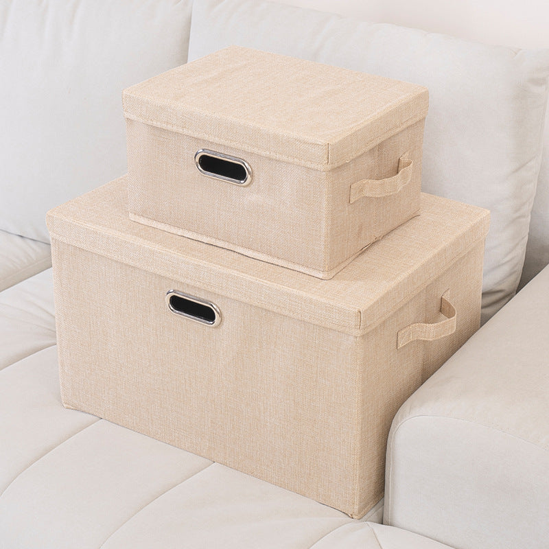 Large Collapsible Storage Bins with Lids Linen Fabric Foldable Storage Boxes Organizer Containers Baskets Cube with Cover for Home Bedroom Closet Office Nursery