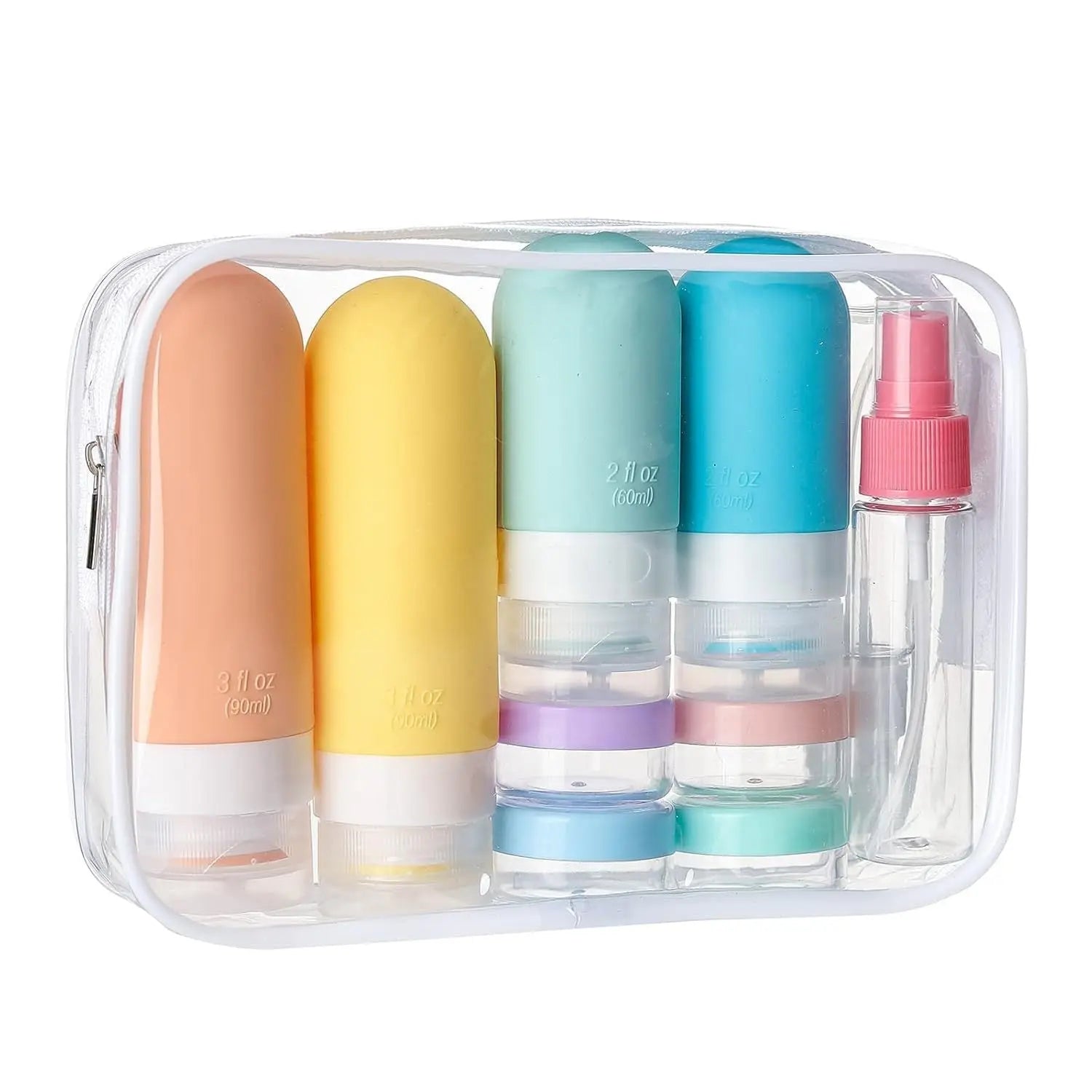  16Pcs Travel Bottles for Toiletries, Silicone Travel Bottles Set, TSA Approved, BPA Free Leak Proof Squeezable Tubes for Shampoo Conditioner Lotion Soap with Labels