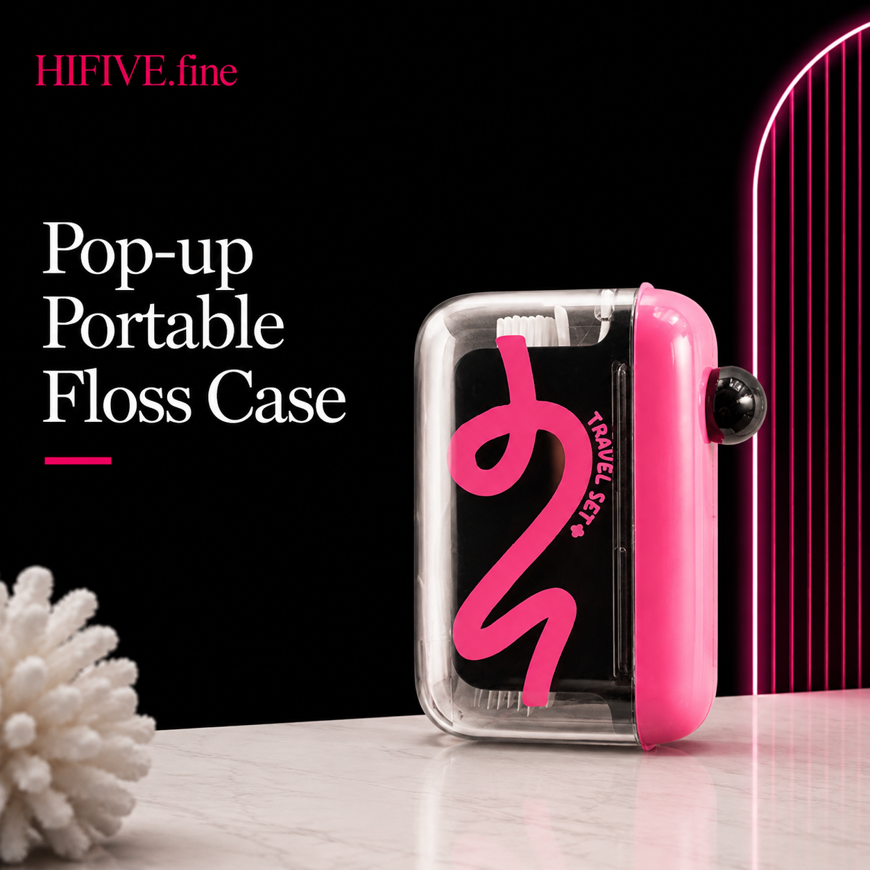 Automatic Pop-Up Portable Floss Dispenser, Refillable Compact floss pick dispenser with Storage Case for Travel, Purse, Dining, Hotels and Dailys Oral Care Use