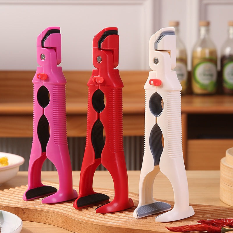Heat-Resistant Hot Plate Grippers, Anti-Scald Plate & Bowl Holder Clip, Non-Slip Ergonomic Handle with Wave-Grip Silicone, Built-in Bottle Opener, Safe for Oven, Microwave, Air Fryer