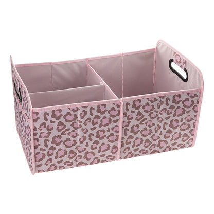 Car Trunk Organizer, Car Organizers and Storage Collapsible Multi Compartment Container Box, Adjustable Car Accessories for SUV Sedan Truck, Standard Size, Leopard print