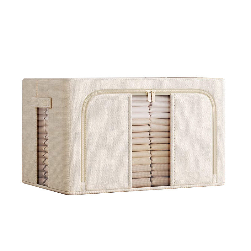 Storage Bin Organizer, Foldable Storage Box - Cotton Linen Fabric Clothing Boxes with Clear Window and Zipper, Closet Storage Organizer for Hat Bedroom Shelves