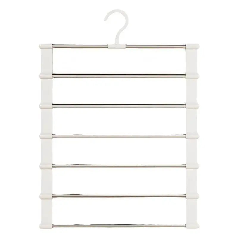 6 Layers Trouser Hanger Stainless Steel Pants Rack for Organized Closet Storage