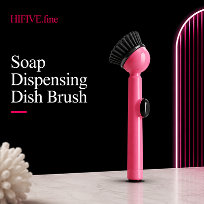 Soap Dispensing Dish Brush with Handle, Kitchen Scrub Brush for Dishes Pots Pans Sink Cleaning