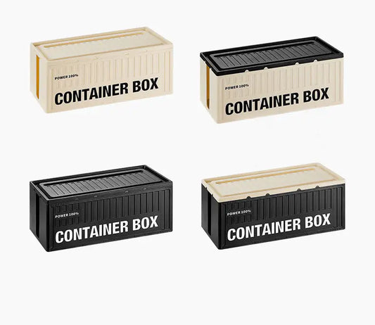Cable Management Box in Black and White Industrial Style for Desk Organization