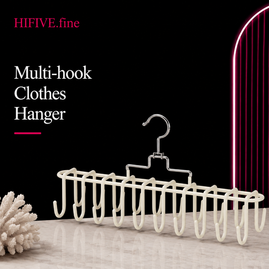 Multi Hook Hanger with 20 Hooks, Closet Organizer with Double Row Space Saving Design and 360° Rotating Hook, Wardrobe Storage Solution for Scarves, Bras, Belts and Accessories