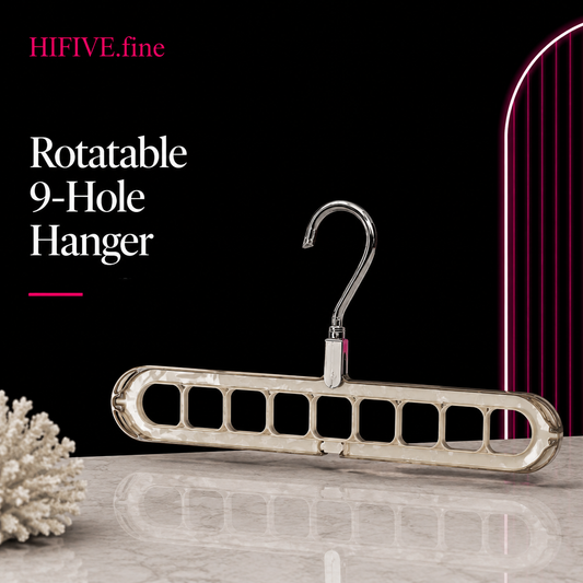 9-Hole Clothes Hanger Rack Organizer with 360° Rotating Hook and Sliding Track Design, Multi Layer Space Saving Coat Hanger for Closet Organization, Laundry Drying and Wardrobe Storage