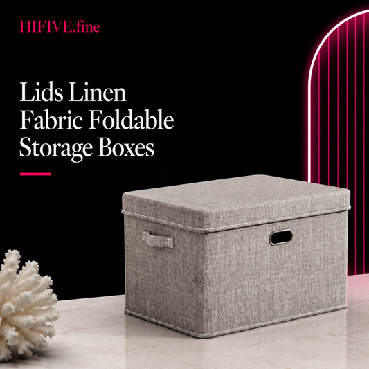 Large Collapsible Storage Bins with Lids Linen Fabric Foldable Storage Boxes Organizer Containers Baskets Cube with Cover for Home Bedroom Closet Office Nursery