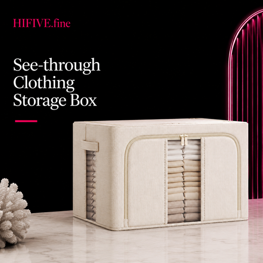 Storage Bin Organizer, Foldable Storage Box - Cotton Linen Fabric Clothing Boxes with Clear Window and Zipper, Closet Storage Organizer for Hat Bedroom Shelves