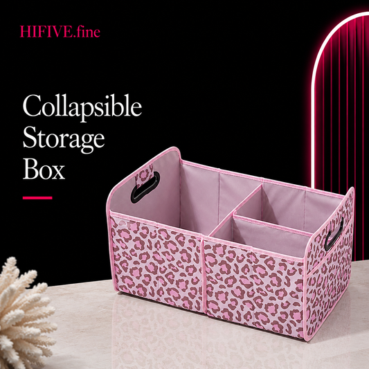 Car Trunk Organizer, Car Organizers and Storage Collapsible Multi Compartment Container Box, Adjustable Car Accessories for SUV Sedan Truck, Standard Size, Leopard print