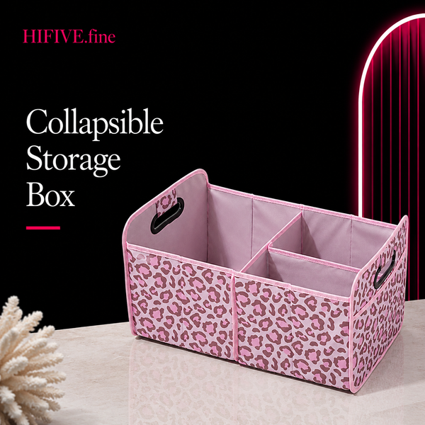 Car Trunk Organizer, Car Organizers and Storage Collapsible Multi Compartment Container Box, Adjustable Car Accessories for SUV Sedan Truck, Standard Size, Leopard print