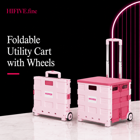 Foldable Utility Cart with Lid 45L/65L Folding Portable Rolling Crate Handcart Heavy Duty Collapsible Basket with Telescoping Handle, 4 Rotate Wheels for Office Shopping Camping Travel Moving