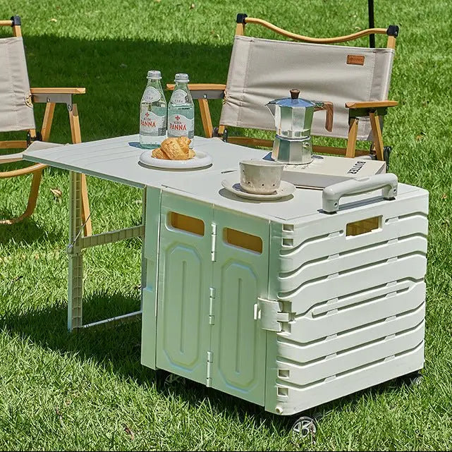  Foldable, Multi-functional Utility Cart with Lid and Extendable Tabletop — A Portable, Wheeled Storage Bin featuring a Telescopic Handle and Four 360-Degree Swivel Wheels; Ideal for Office Use, Shopping, Camping, Travel, and Parcel Handling.