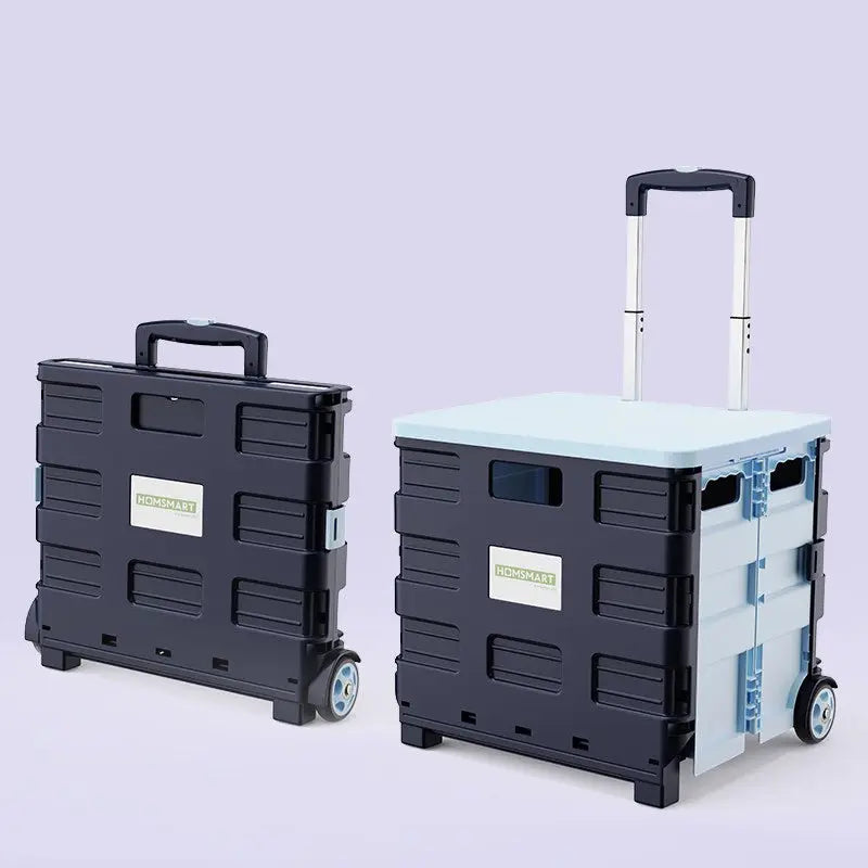  Foldable Utility Cart with Lid 45L/65L Folding Portable Rolling Crate Handcart Heavy Duty Collapsible Basket with Telescoping Handle, 4 Rotate Wheels for Office Shopping Camping Travel Moving