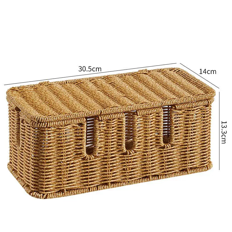 Handmade Cable Management Box Brown for Stylish Desk Organization