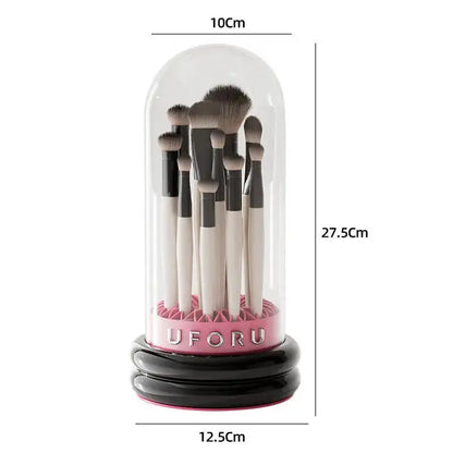 Makeup Brush Organizer with Dust Cover for Vanity and Travel