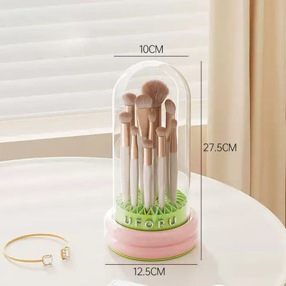 Makeup Brush Organizer with Dust Cover for Vanity and Travel