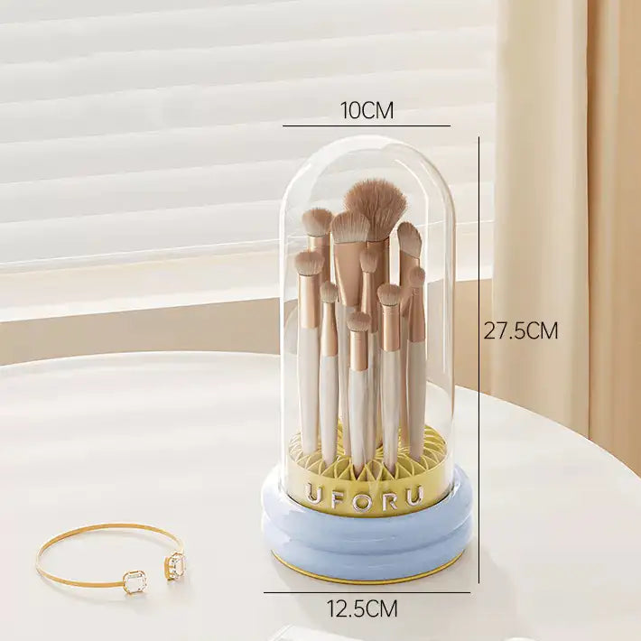 Makeup Brush Organizer with Dust Cover for Vanity and Travel