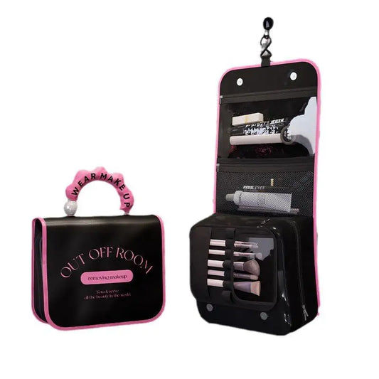 Pearl-Embellished Handheld & Hanging Toiletry Bag for Travel and Daily Use