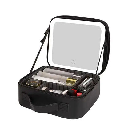 Travel Makeup Bag with LED Mirror for Women on the Go