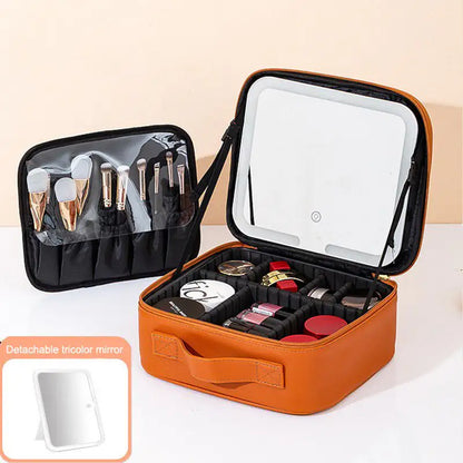 Travel Makeup Bag with LED Mirror for Women on the Go