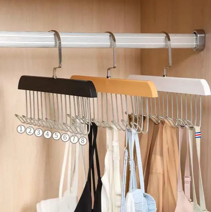 Wooden Multi-Hook Hanger for Closet, Bags and Accessories Organization