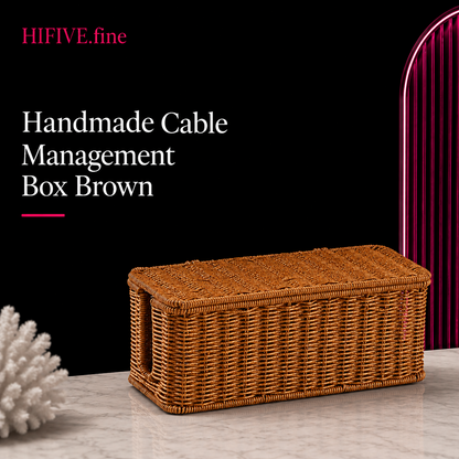 Boîte de rangement pour câbles en rotin synthétique