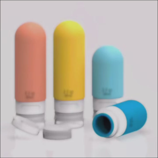 Silicone Travel Bottles Kit for Toiletries and Liquid Storage