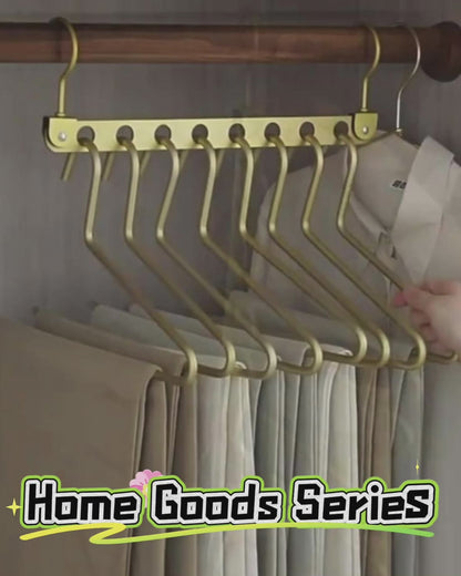 Aluminum Alloy 9-Hole Clothes Hanger, Multi Layer Space Saving Wardrobe Organizer with 360° Rotating Hook, Heavy Duty Vertical Clothes Rack for Closet Organization and Small Space Storage