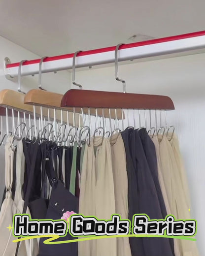 Wooden Clothes Hanger, Non-Slip Storage Hangers, Multi Hook Coat Rack, 360 Degree Hangers with 8 Hooks Space Saving, Hangers for Belt,Ties,Scarfs,Bra Clothing Storage Organizer