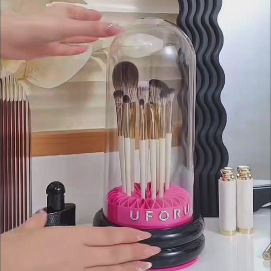 Makeup Brush Organizer with Dust Cover for Vanity and Travel