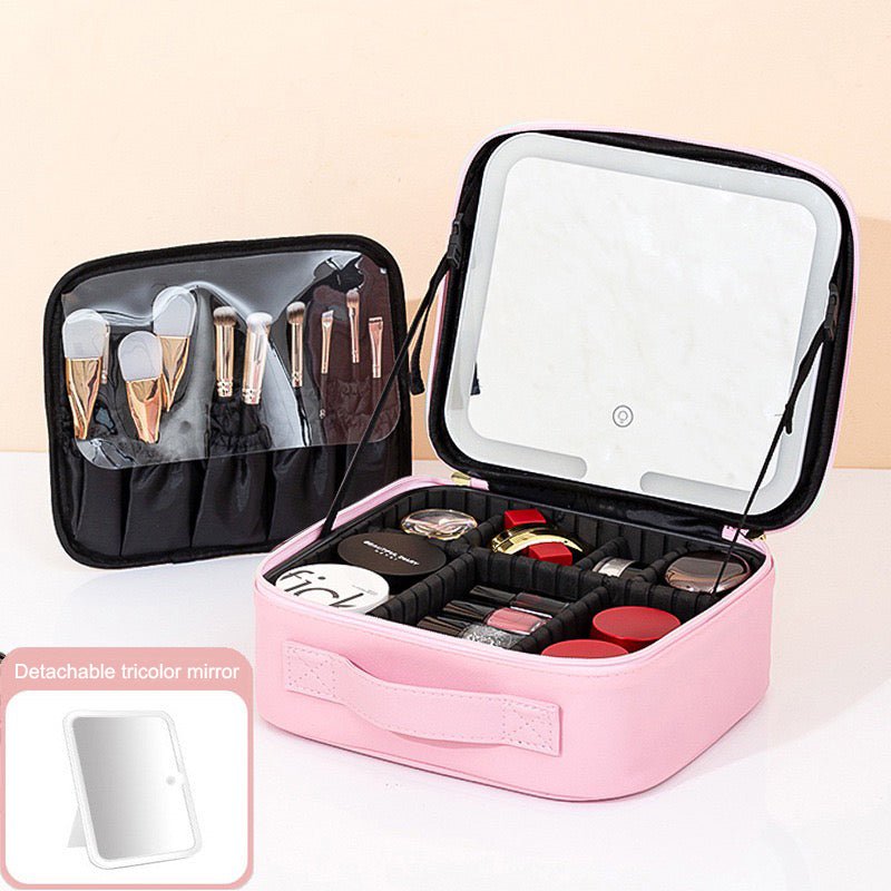 Travel Makeup Bag With LED Mirror - HIFIVE.fine