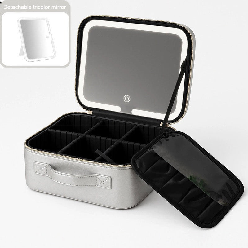 Travel Makeup Bag With LED Mirror - HIFIVE.fine