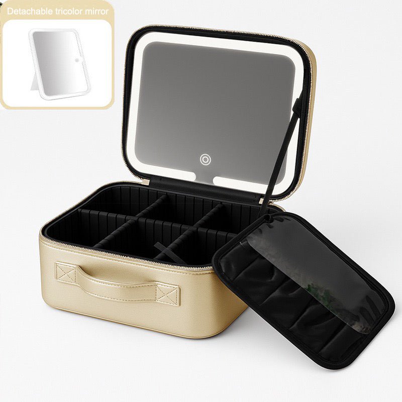 Travel Makeup Bag With LED Mirror - HIFIVE.fine