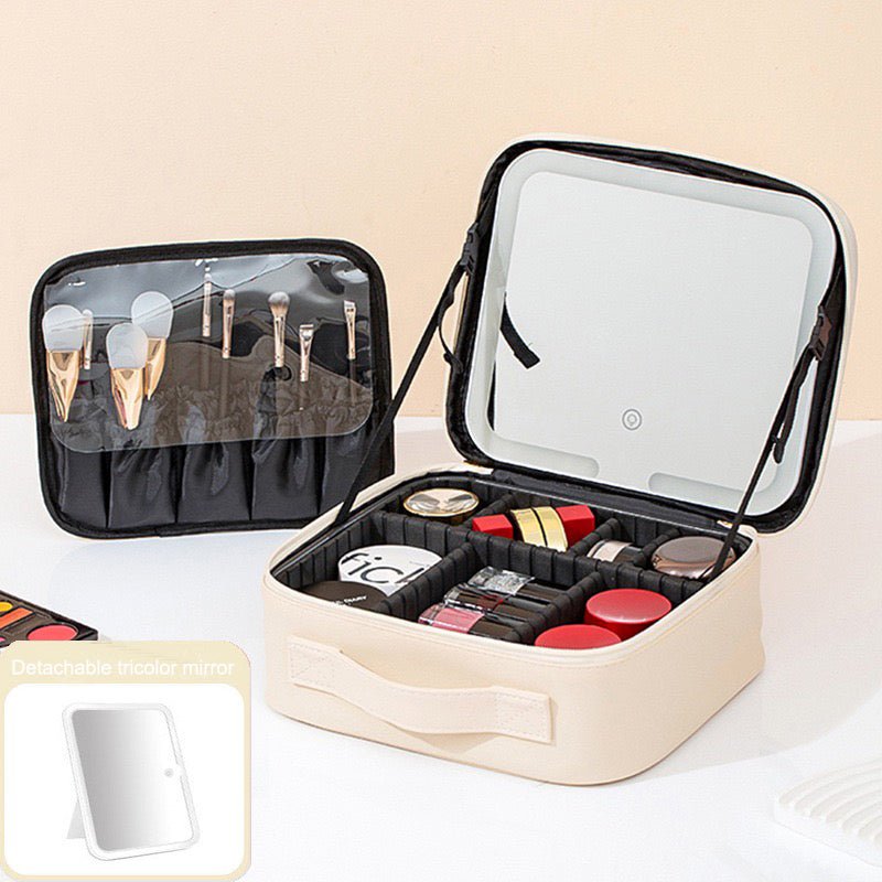Travel Makeup Bag With LED Mirror - HIFIVE.fine