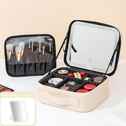Travel Makeup Bag With LED Mirror - HIFIVE.fine