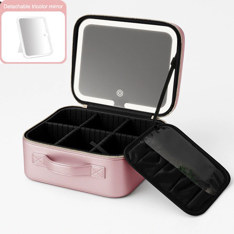 Travel Makeup Bag With LED Mirror - HIFIVE.fine