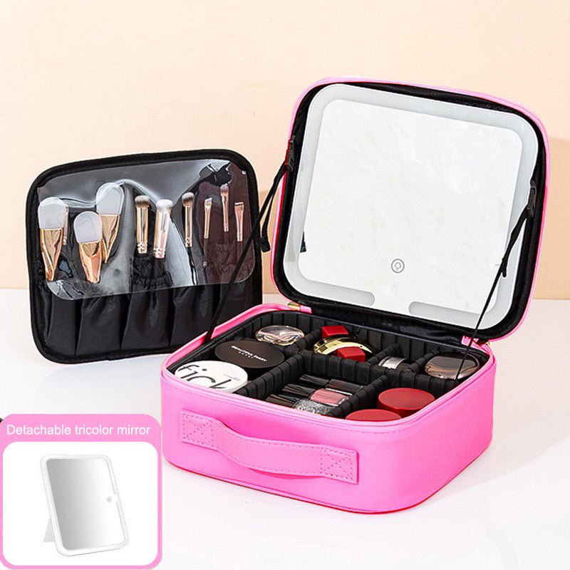 Travel Makeup Bag With LED Mirror - HIFIVE.fine